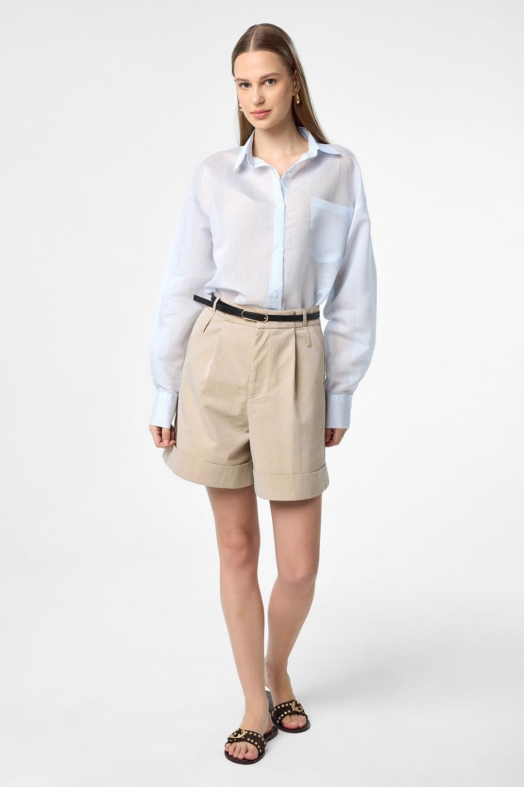 ANT Antioch Blue Relax Fit Striped Long Sleeve Women's Shirt - Campi Bisenzio