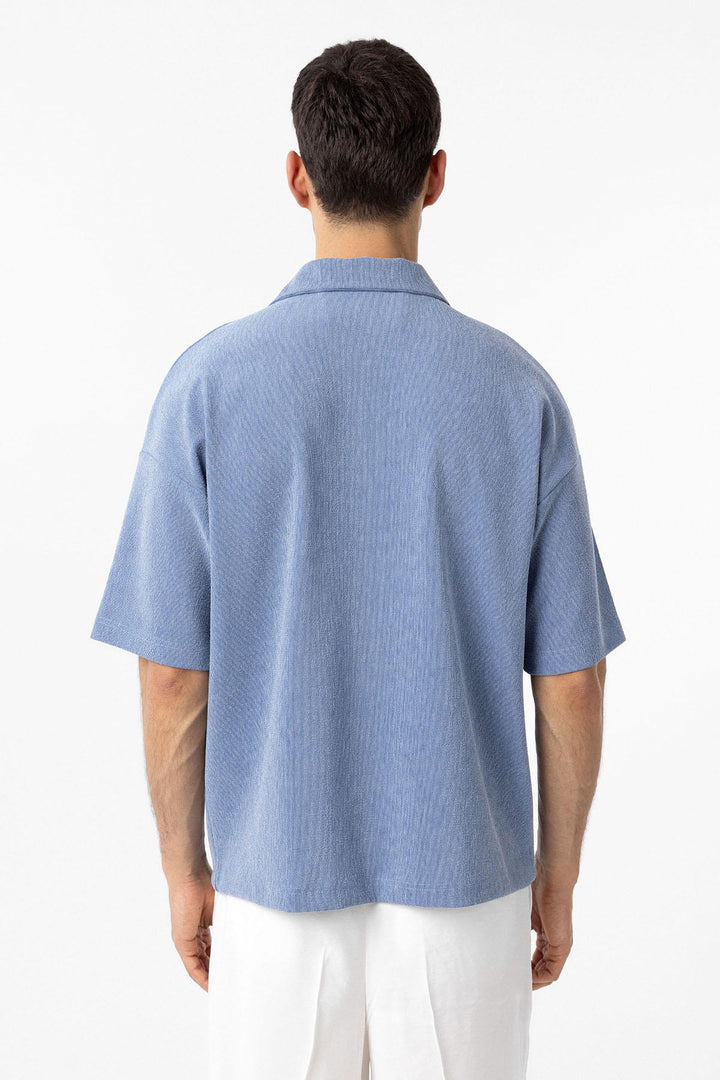ANT Antioch Mavi Relax Fit Fermuarlı Polo Yaka Erkek T-Shirt - Murfreesboro