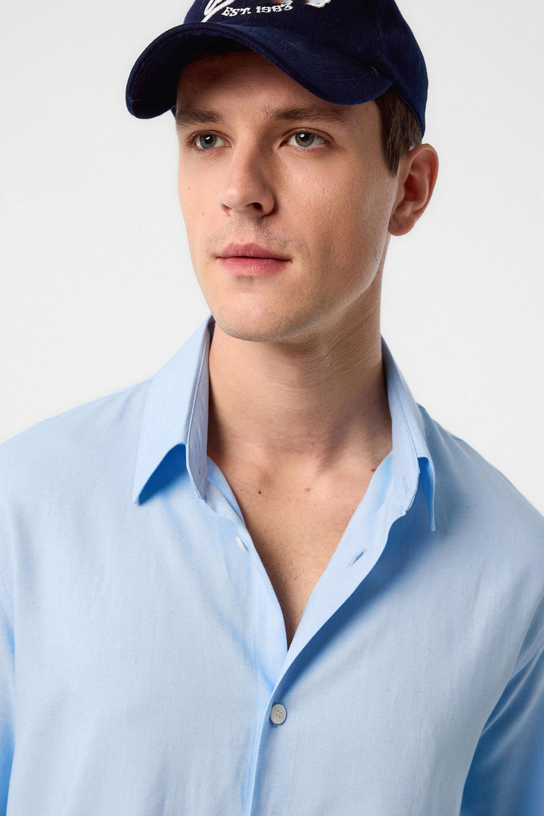 ANT Antioch Blue Relax Fit Linen Blend Men's Shirt - Fribourg
