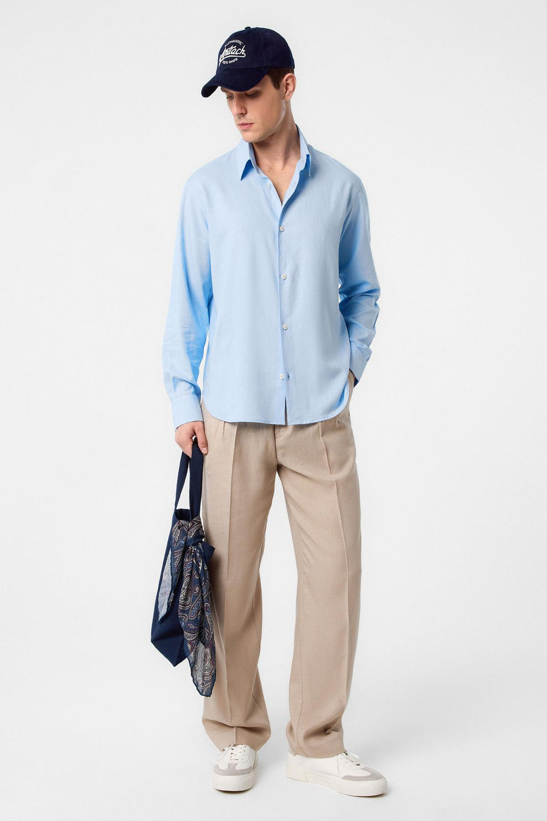 ANT Antioch Blue Relax Fit Linen Blend Men's Shirt - Fribourg
