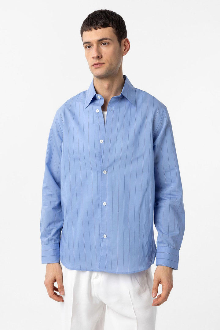 ANT Antioch Blue Relaxed Striped Men's Shirt - Clermont-Ferrand