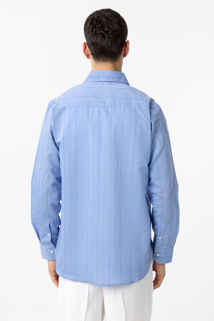 ANT Antioch Blue Relaxed Striped Men's Shirt - Clermont-Ferrand