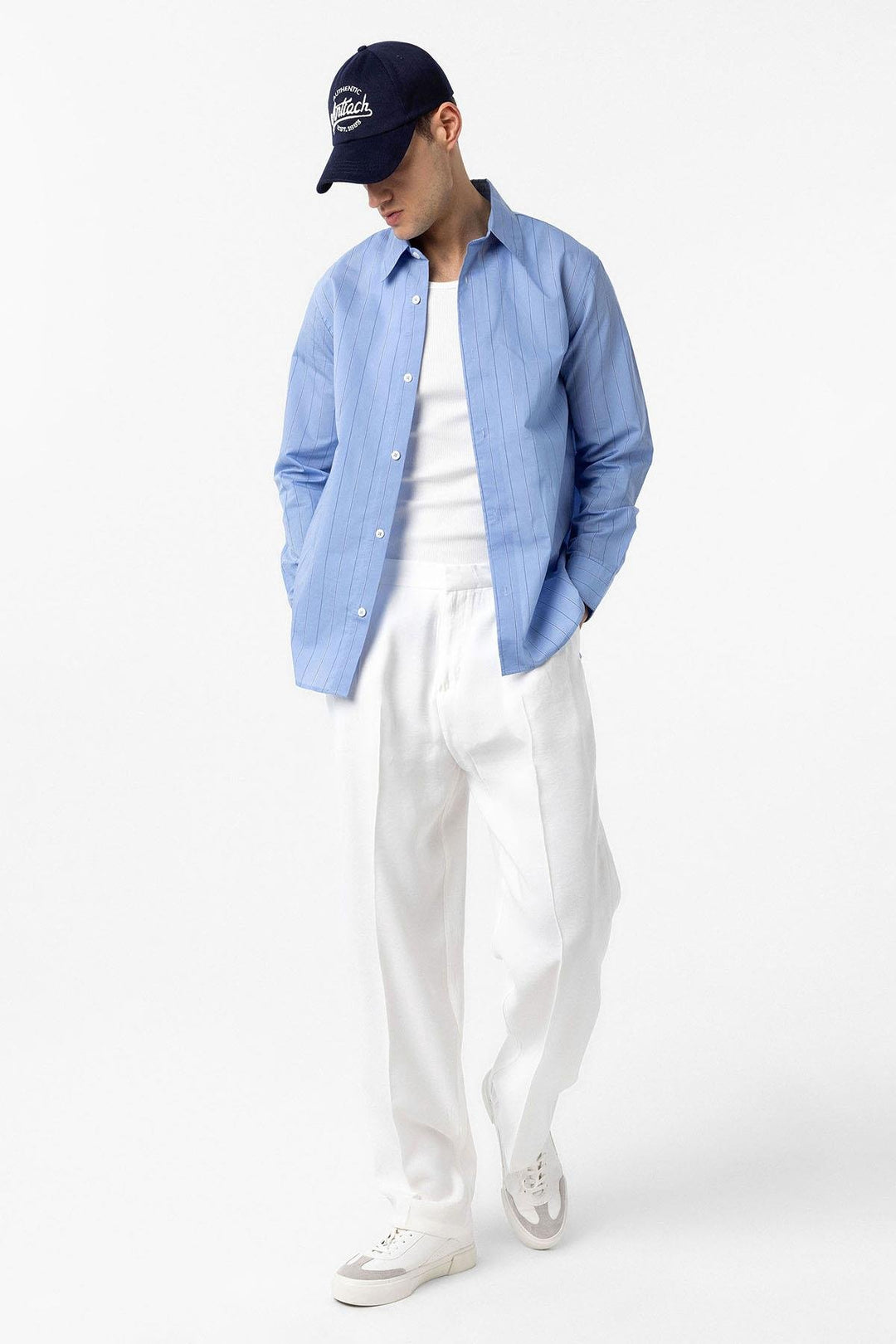 ANT Antioch Blue Relaxed Striped Men's Shirt - Clermont-Ferrand