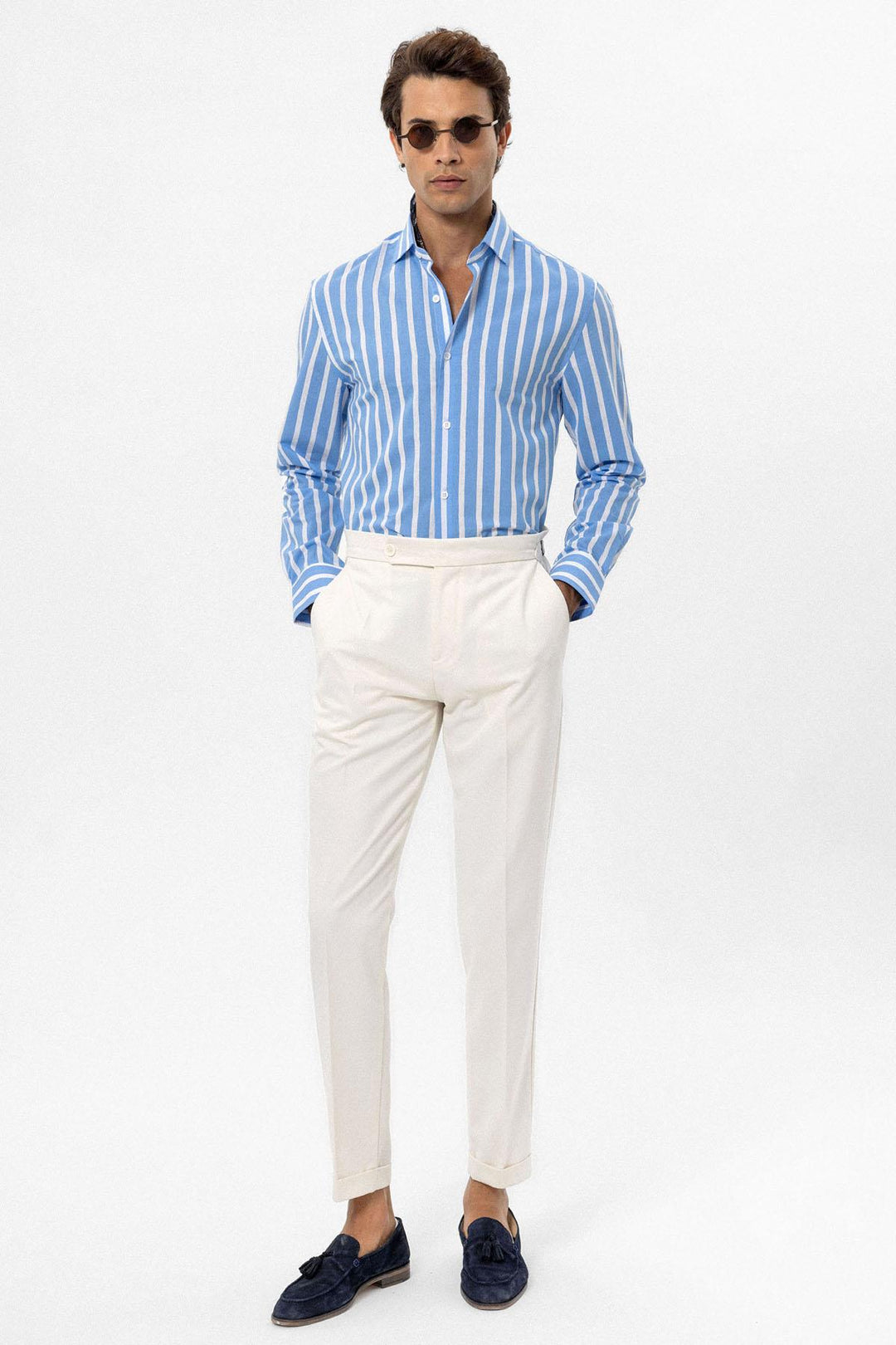 ANT Antioch Blue Slim Fit Striped Men's Shirt - Sfântu-Gheorghe