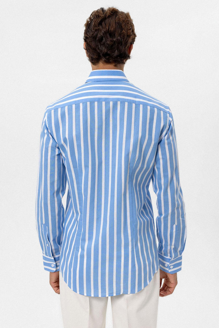 ANT Antioch Blue Slim Fit Striped Men's Shirt - Sfântu-Gheorghe