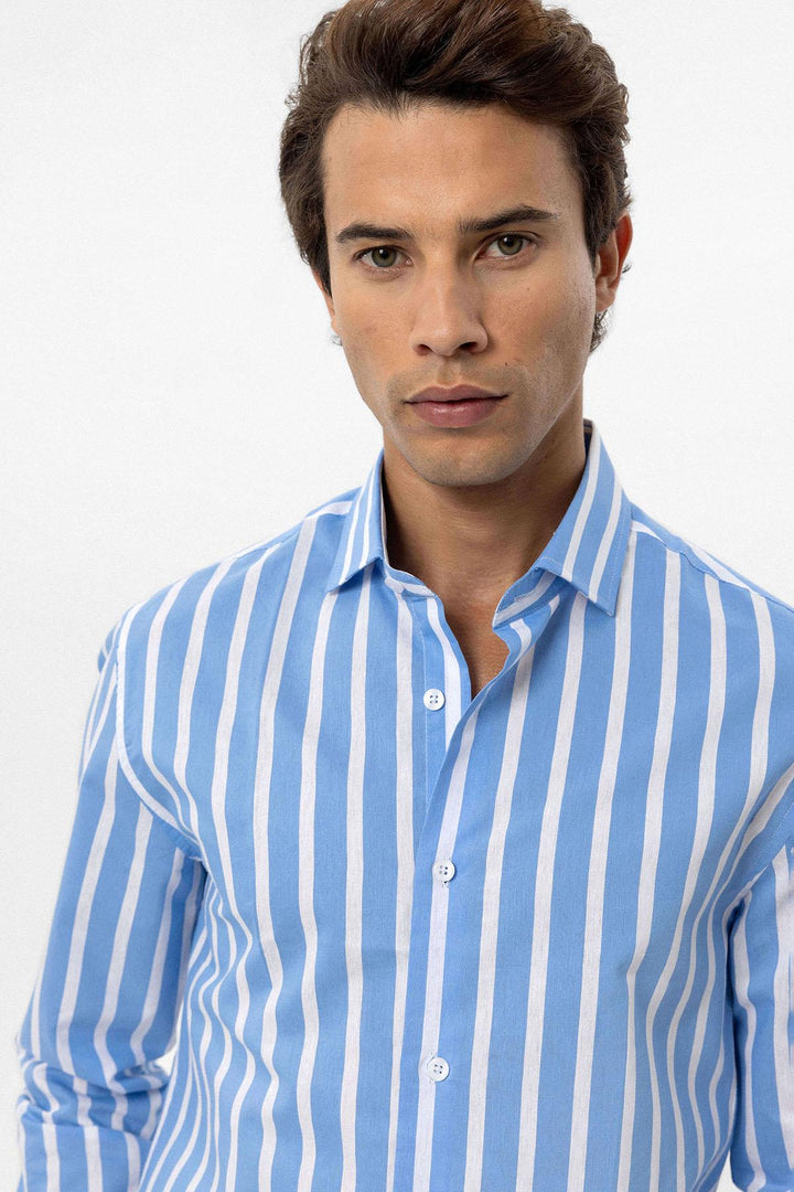 ANT Antioch Blue Slim Fit Striped Men's Shirt - Sfântu-Gheorghe