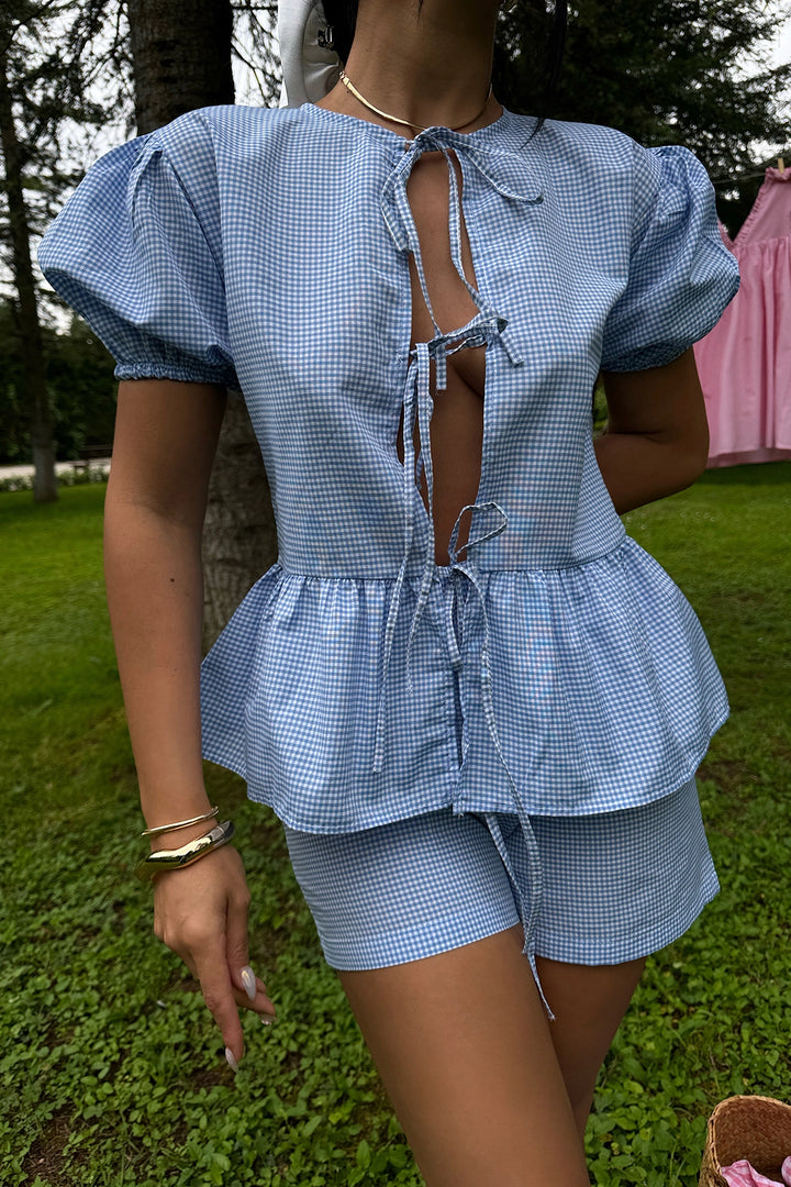 طقم قطعتين نسائي من EYY Blue Laura Polka Dot - هارتفورد