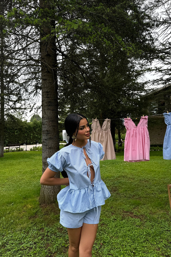 طقم قطعتين نسائي من EYY Blue Laura Polka Dot - هارتفورد