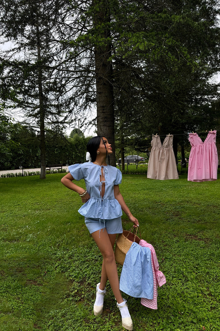 طقم قطعتين نسائي من EYY Blue Laura Polka Dot - هارتفورد