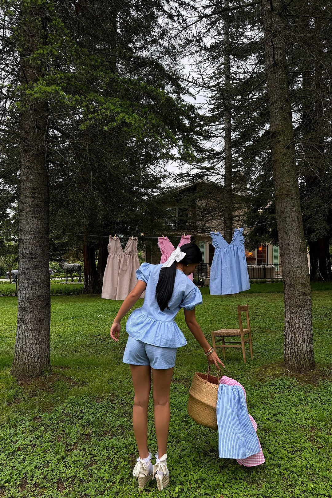 طقم قطعتين نسائي من EYY Blue Laura Polka Dot - هارتفورد
