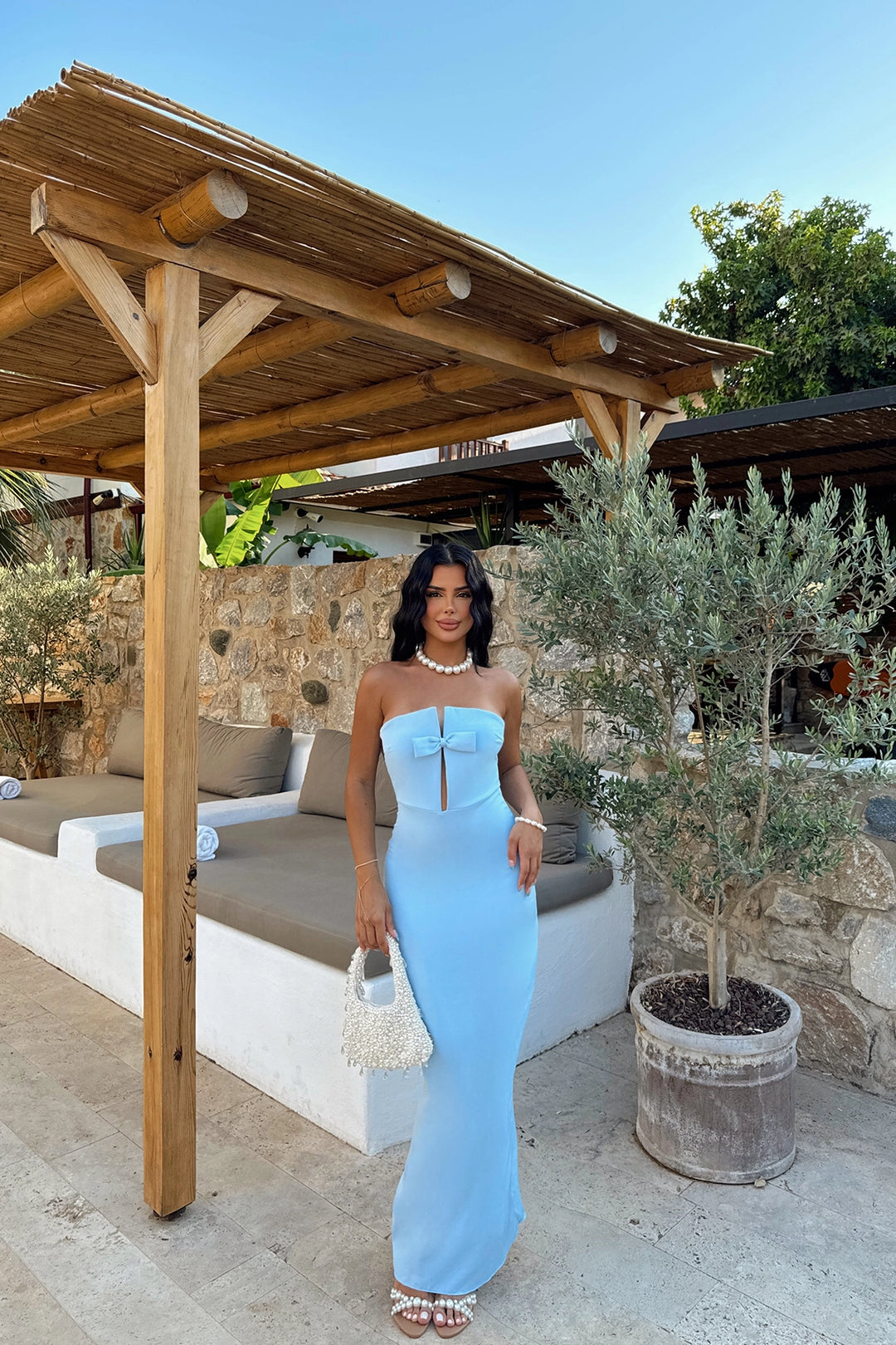 EYY Women Blue Strapless Dress - Goshen