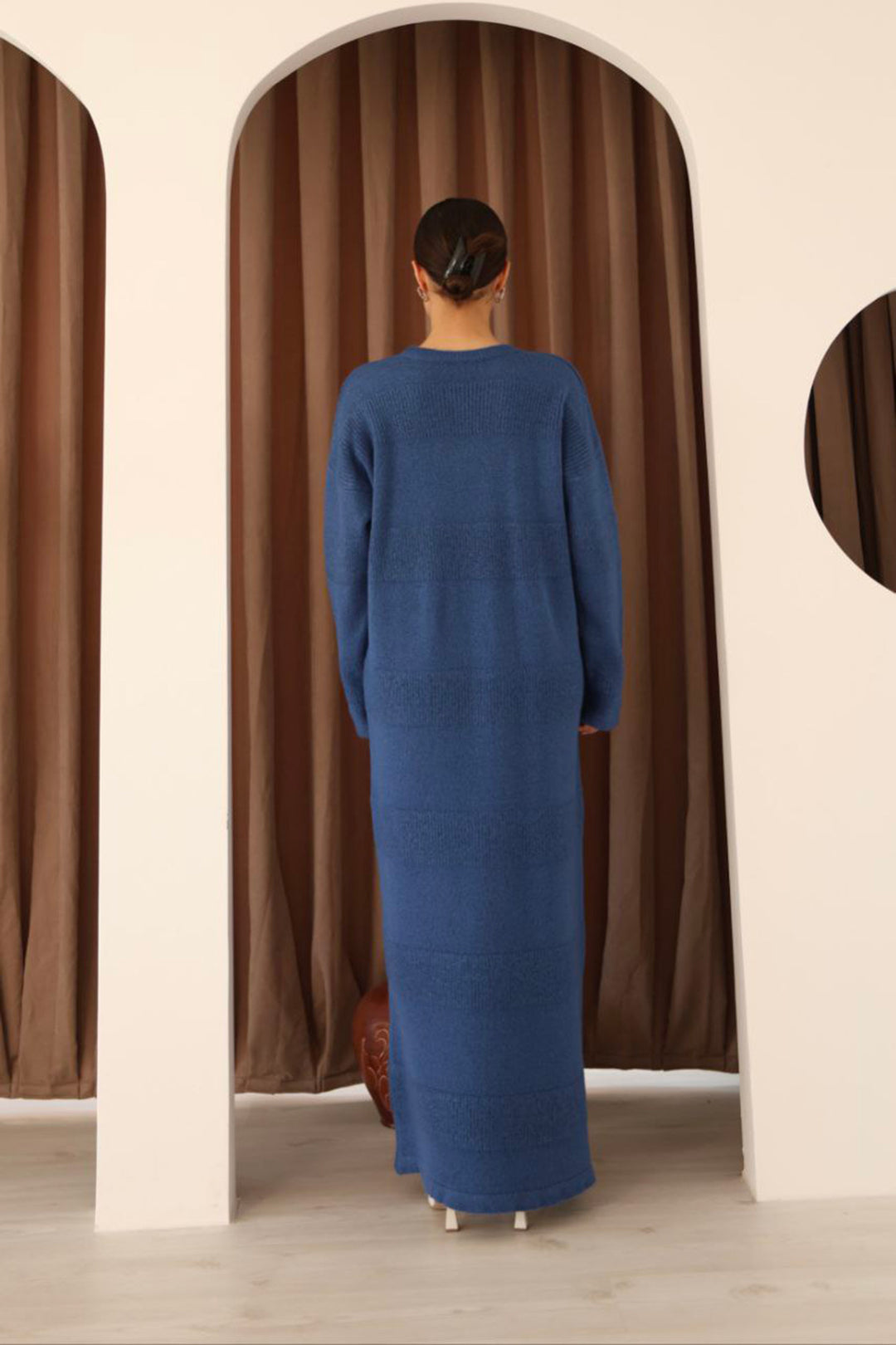 Blue Long Sleeve Maxi Knit Dress BCES-253004 - Post Falls