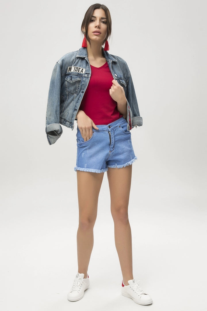 Blue Summer Fringed Denim Shorts BCBSK-25650-202 - Perth Amboy