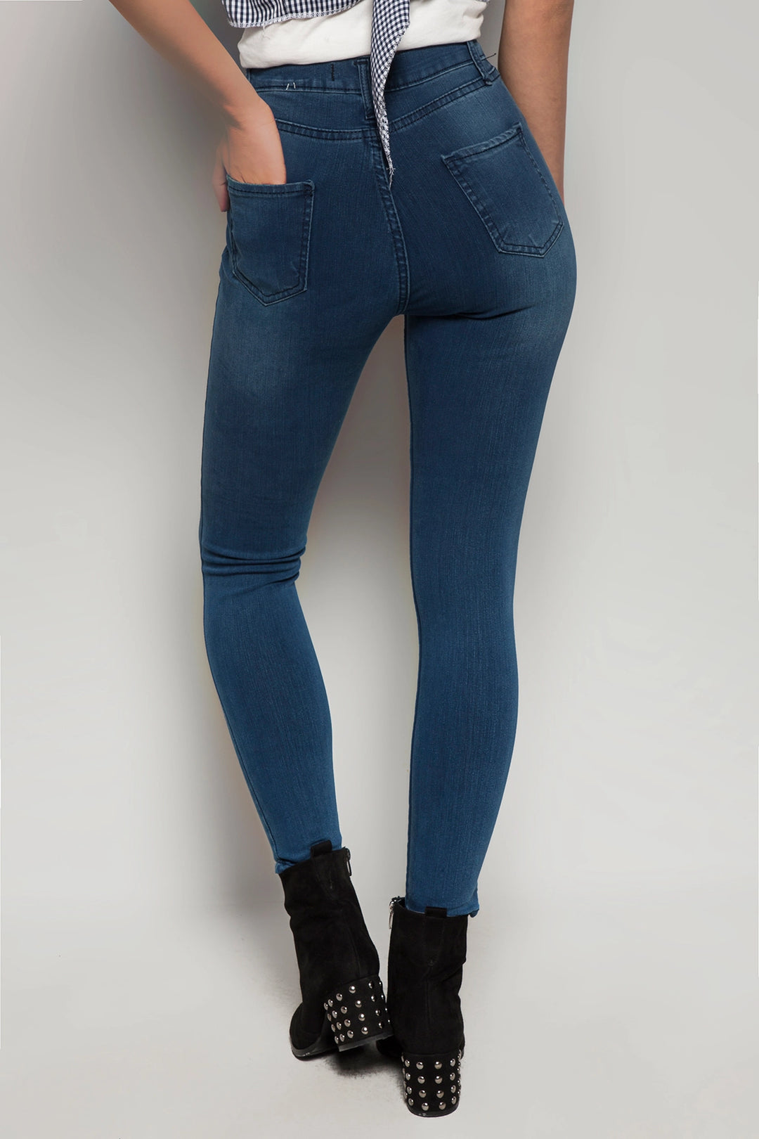 Blue Washed High Waisted Denim Pants BCBSK-25753-588-02040 - Thionville
