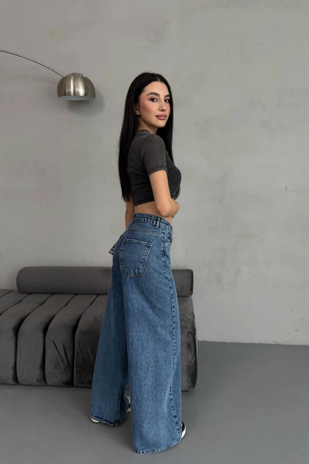 Blue High Waisted Baggy Palazzo Jeans BCNW-251417 - Lewiston