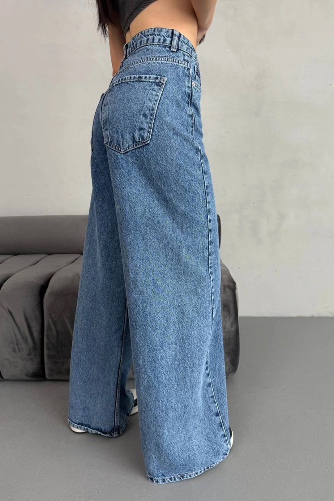 Blue High Waisted Baggy Palazzo Jeans BCNW-251417 - Lewiston