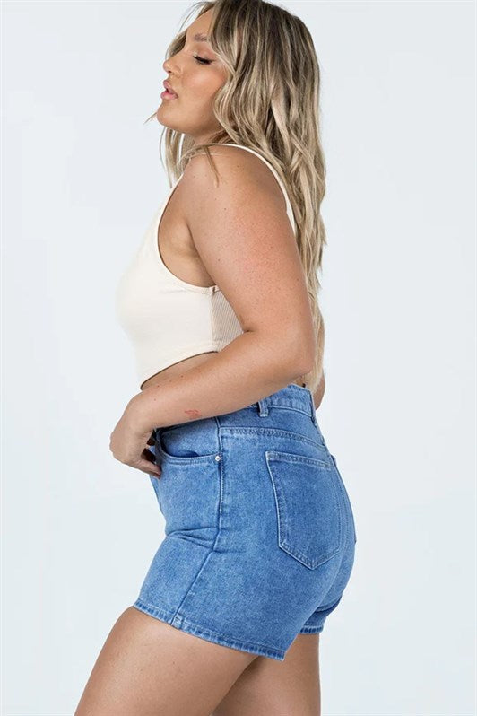 MDX Blue High Waisted Wide Leg Denim Shorts MG1748 - Komotiní