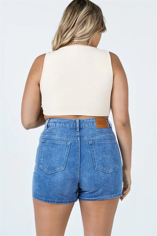 MDX Blue High Waisted Wide Leg Denim Shorts MG1748 - Komotiní