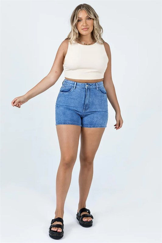 MDX Blue High Waisted Wide Leg Denim Shorts MG1748 - Komotiní