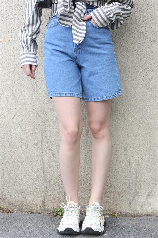 MDX Blue High Waisted Wide Leg Denim Shorts MG1748 - Komotiní