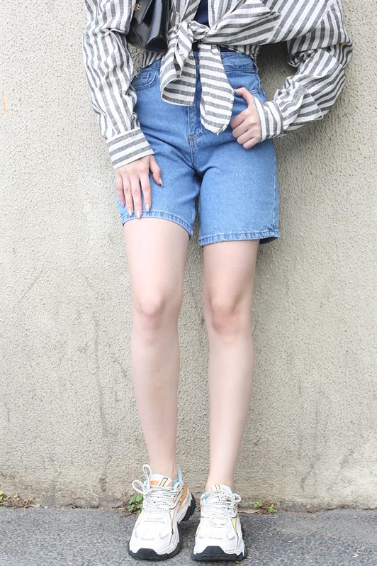 MDX Blue High Waisted Wide Leg Denim Shorts MG1748 - Komotiní