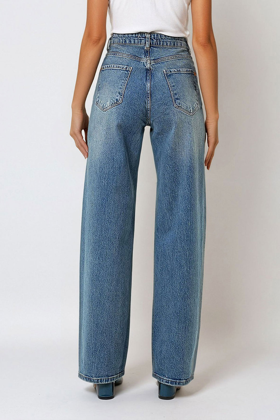 Blue High Waisted Palazzo Cut Jeans BCHNW-251176 - Nezahualcóyotl