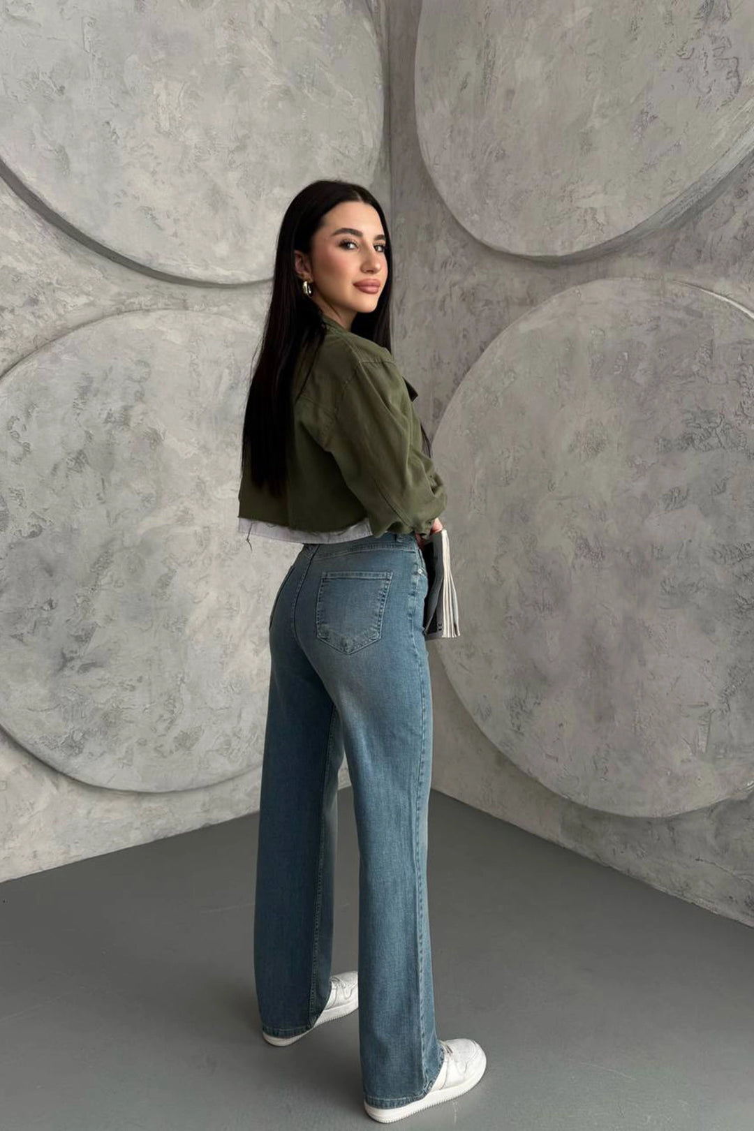 Blue High Waisted Regular Fit Jeans BCNW-251437 - Pombal