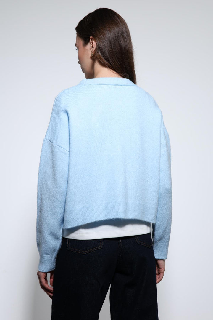 ANT Antioch Mavi Yün Karışımlı Örme Triko Hırka - Campobasso