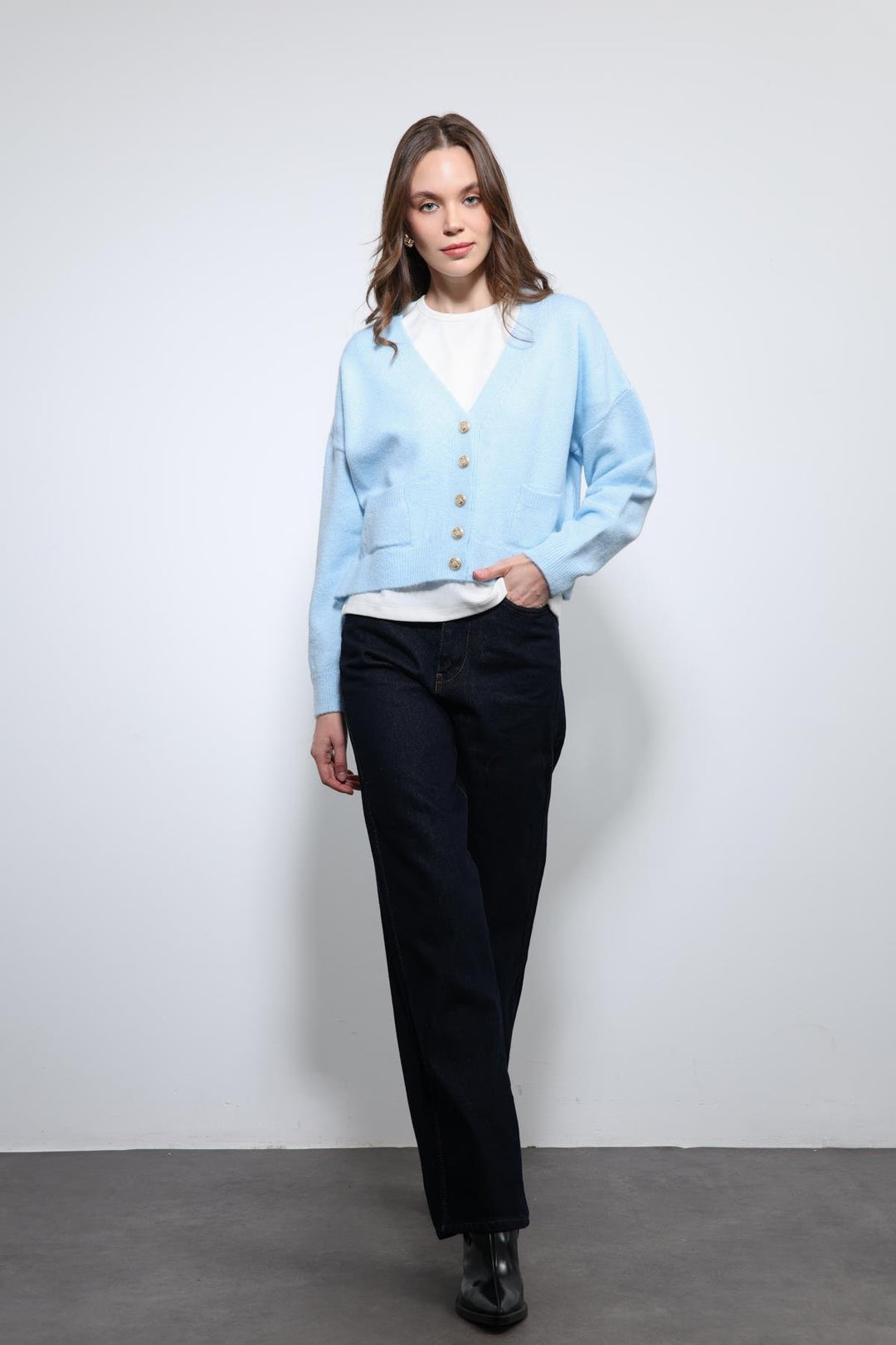 ANT Antioch Mavi Yün Karışımlı Örme Triko Hırka - Campobasso