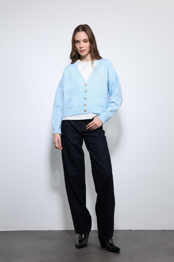 ANT Antioch Mavi Yün Karışımlı Örme Triko Hırka - Campobasso