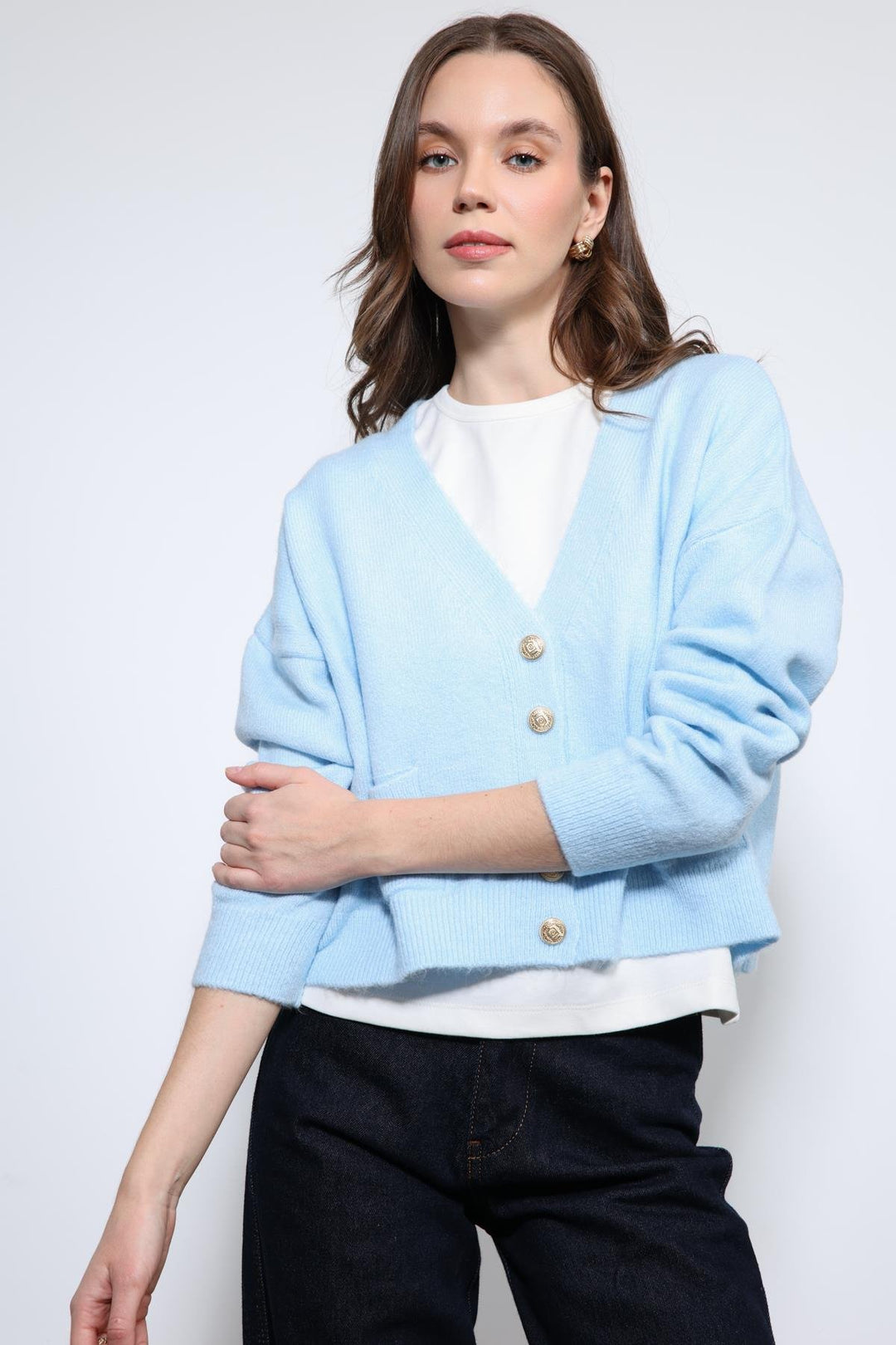 ANT Antioch Mavi Yün Karışımlı Örme Triko Hırka - Campobasso