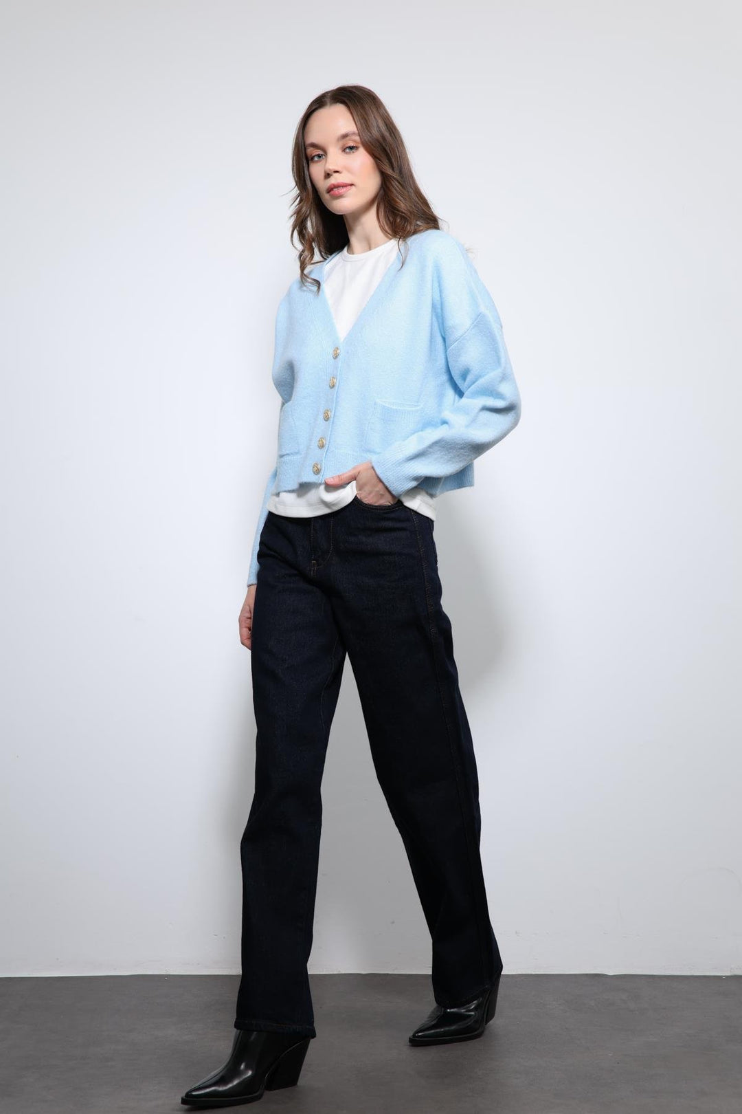 ANT Antioch Mavi Yün Karışımlı Örme Triko Hırka - Campobasso