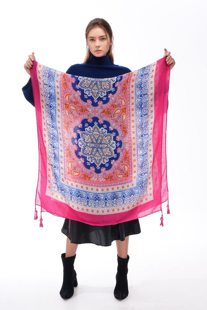 Blue Patterned Colorful Scarf BCNSV-25WT1022 - Cleethorpes