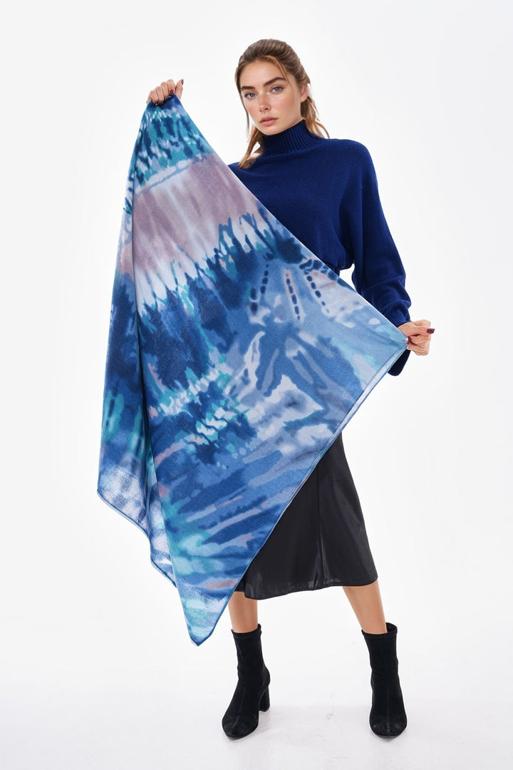 Blue Patterned Colorful Scarf BCNSV-25WT1022 - Zaandam