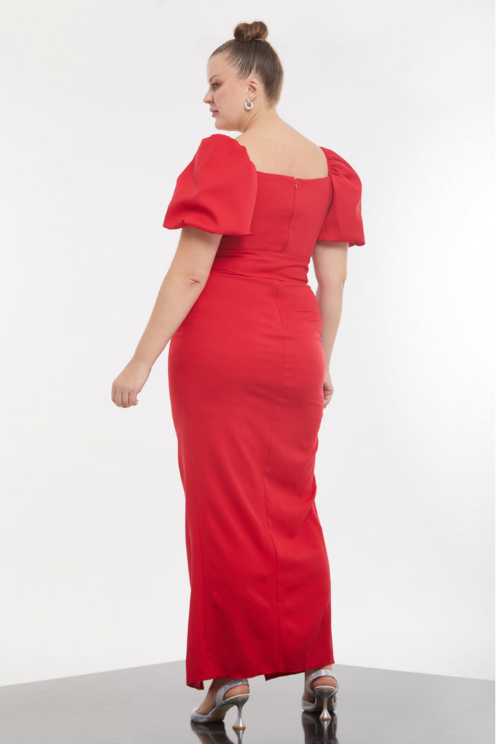 FRV Red plus size crepe short sleeve maxi dress - Gjilan