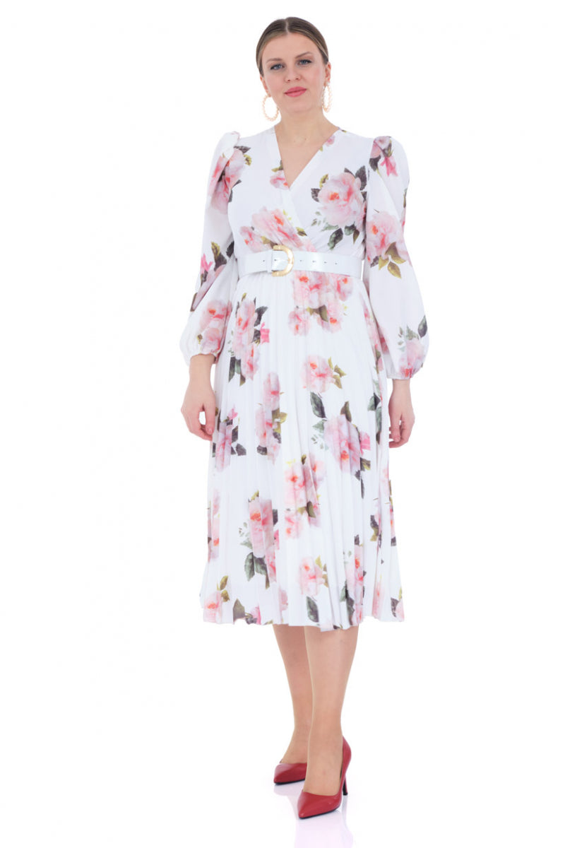 FRV Printed plus size crepe long sleeve midi dress - Santa Clara del Cobre