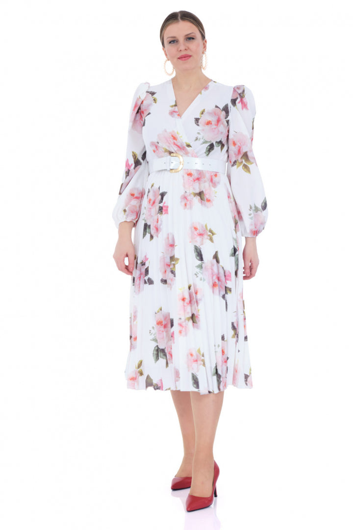 FRV Printed plus size crepe long sleeve midi dress - Santa Clara del Cobre