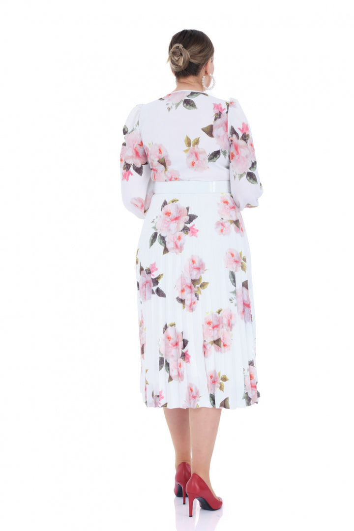 FRV Printed plus size crepe long sleeve midi dress - Santa Clara del Cobre