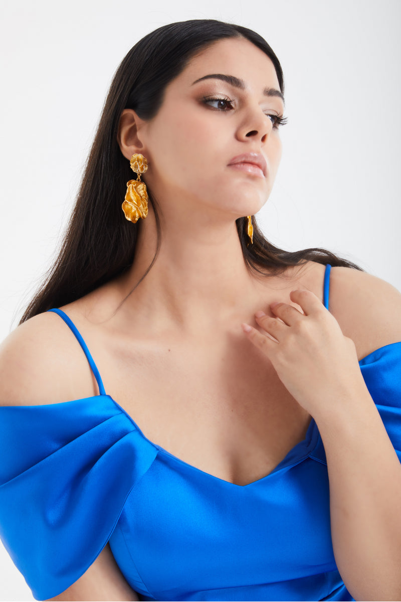 FRV Blue plus size satin short sleeve mini dress - Burnsville