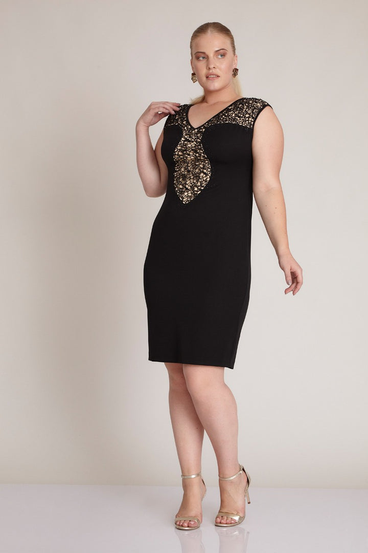 FRV Black plus size crepe sleeveless mini dress - Tamarac