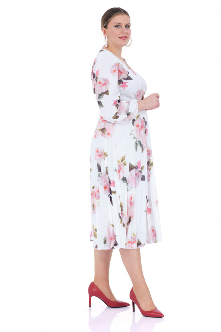 FRV Printed plus size crepe long sleeve midi dress - Santa Clara del Cobre