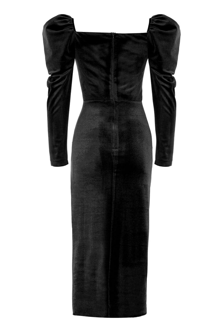 FRV Black velvet long sleeve maxi dress - Ixmiquilpan