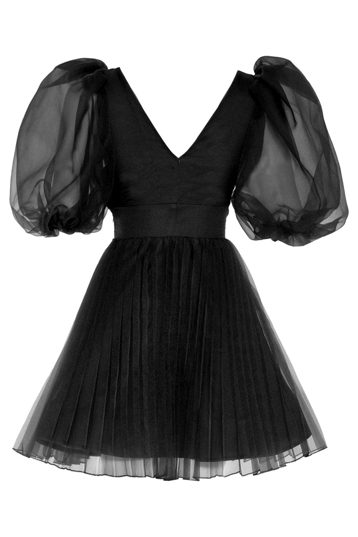 FRV Black tulle short sleeve mini dress - Cento