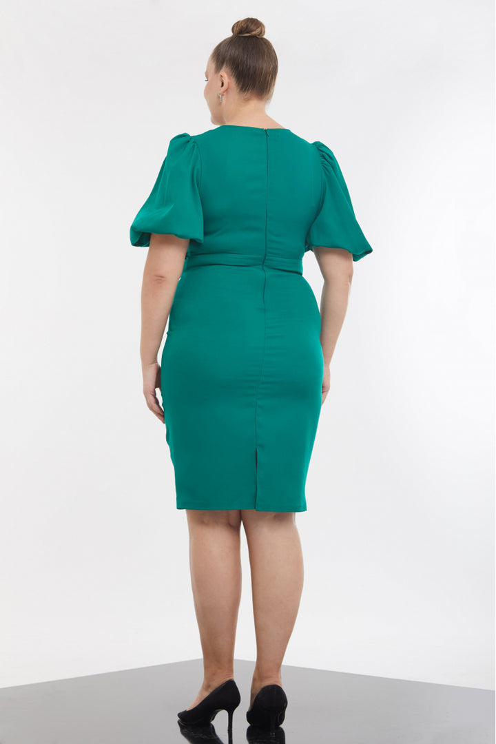 FRV Green plus size crepe short sleeve mini dress - Belleville