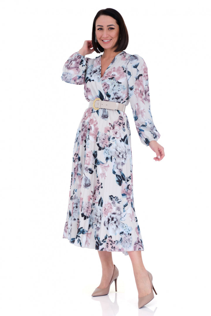 FRV Printed crepe long sleeve midi dress - Anchorage