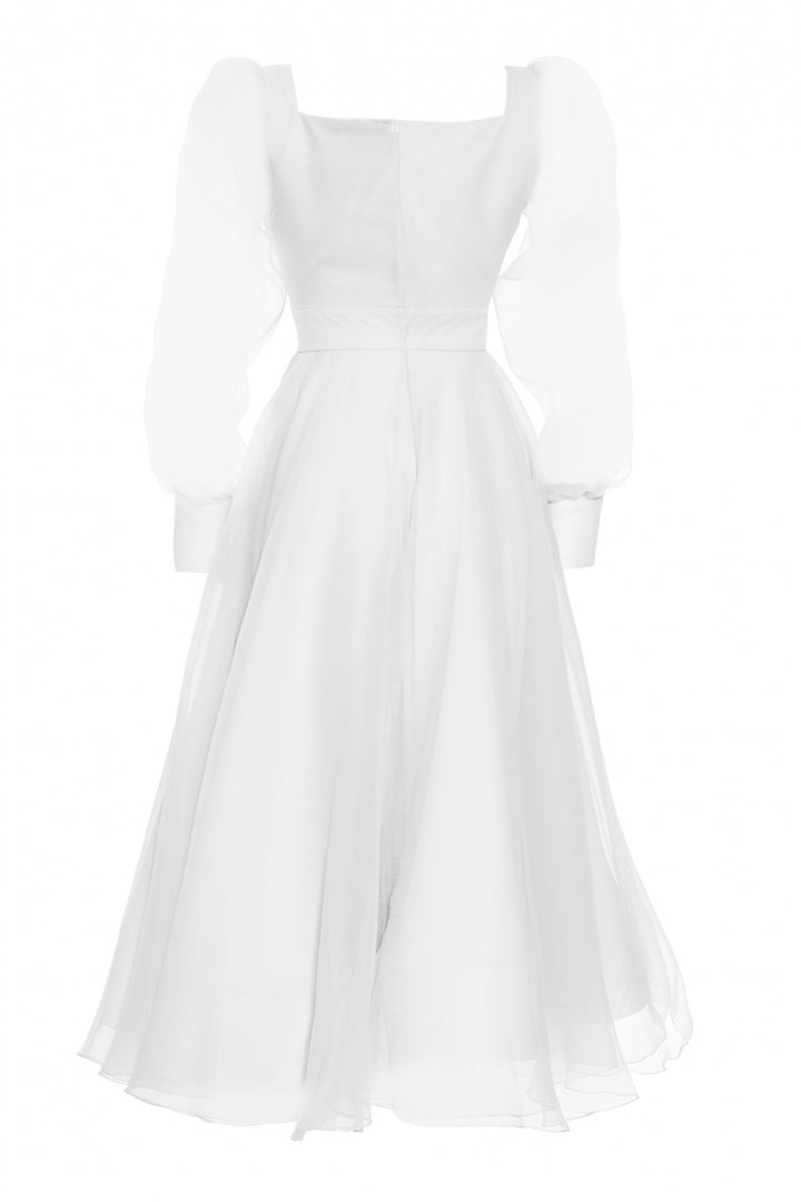 FRV White tulle long sleeve maxi dress - Sittingbourne