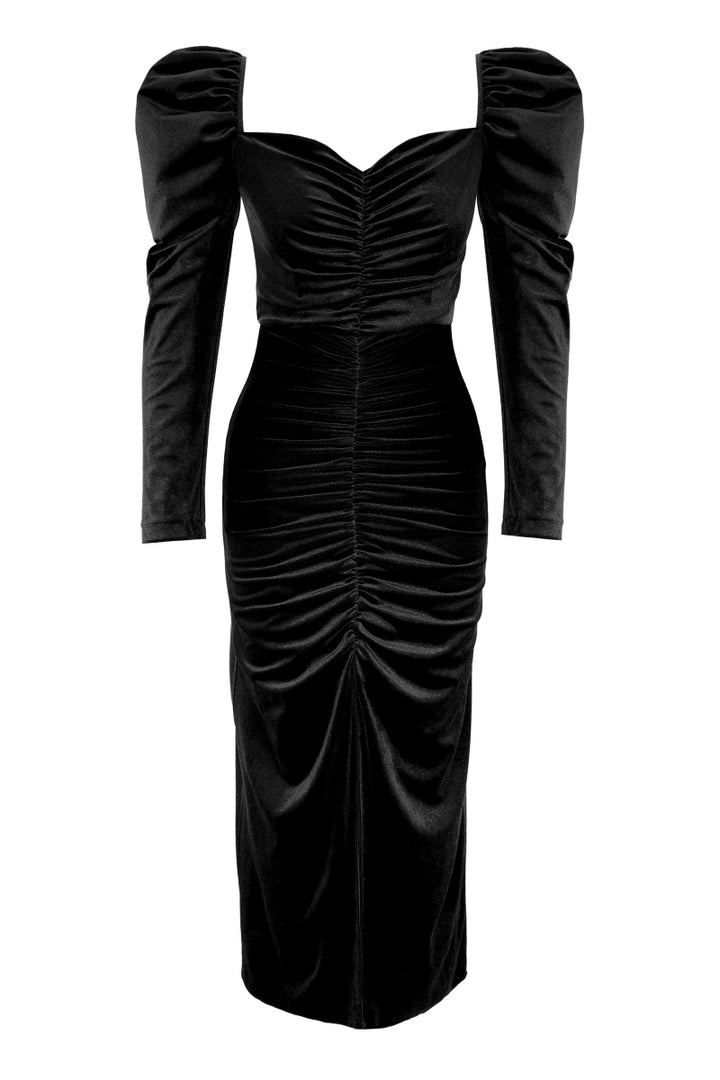 FRV Black velvet long sleeve maxi dress - Ixmiquilpan