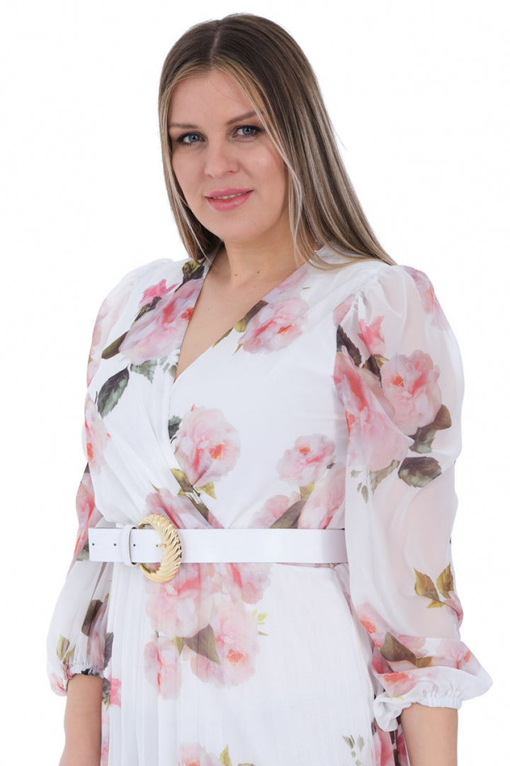 FRV Printed plus size chiffon long sleeve midi dress - Boryspil