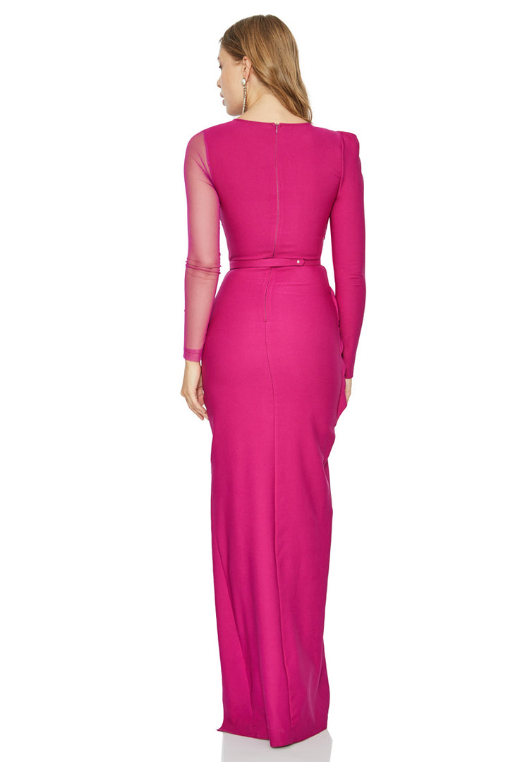 FRV Fuchsia crepe long sleeve maxi dress - La Huacana