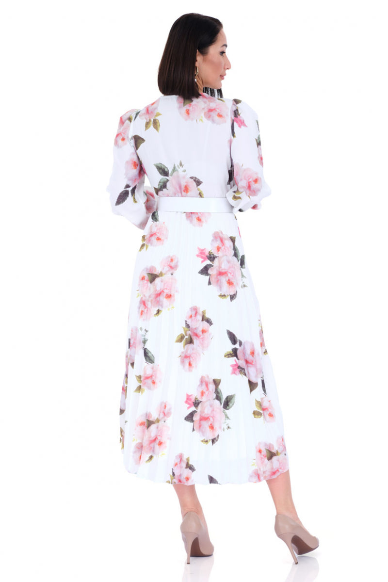 FRV Printed crepe long sleeve midi dress - North Shields